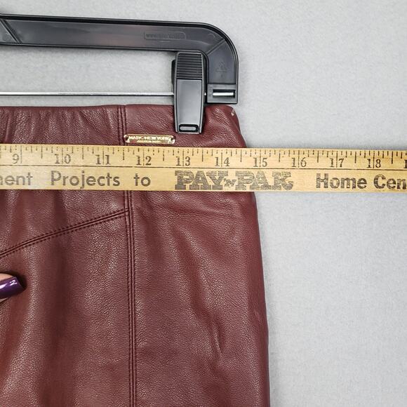 Marc New York Women's XS Faux Leather Midi Pencil Skirt Brown Fall Y2K Workwear - Picture 3 of 9